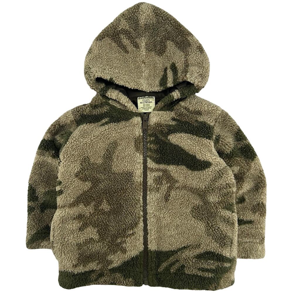 Cabela's Toddler Berber Fleece Hooded Full Zip Hunting Camo Fleece Jacket sz 2T